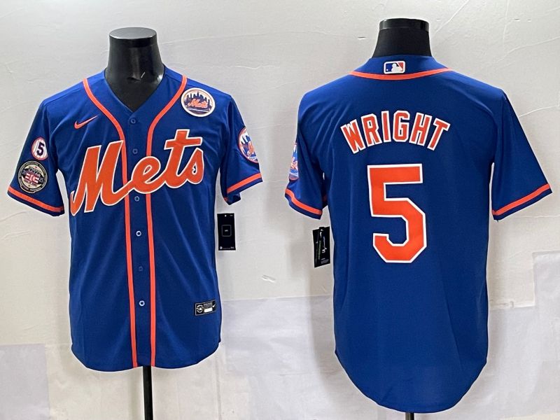 Men 2025 New York Mets #5 Wright Blue Game Nike MLB Jersey style 011